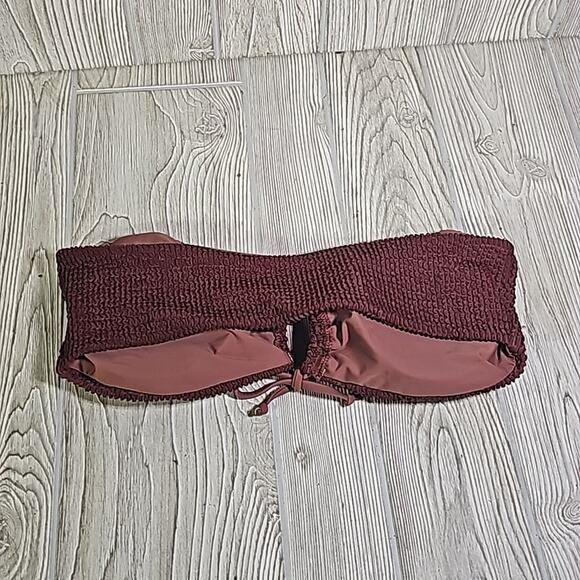 ZAFUL Burgundy 2 Piece String Bikini Bandau Top Swimsuit Womens Size 6 NEW - Picture 3 of 13